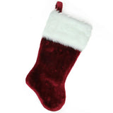 Traditional Plush Christmas Stocking with Cuff - 20" - Burgundy and White