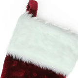 Traditional Plush Christmas Stocking with Cuff - 20" - Burgundy and White