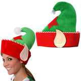 Elf Christmas Hat with Attached Felt Ears SANTAS HELPER XMAS ADULTS NOVELTY FUNNY FANCY HAT