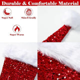 Long Santa Hat for Adults Women Men Unisex Sequin RED Christmas Hat Cap Xmas Hats for New Year Festive Holiday Halloween Costume Party