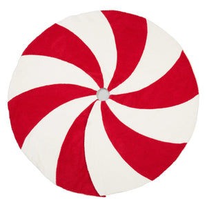 Candy Cane Design Christmas Tree Skirt 54" Round - Red & White Tree Skirt for Home, Holiday Tree, Indoor Outdoor and Special Occasion