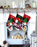 Red and White Embroidered and Embellished Santa with Glitter Presents Christmas Stocking