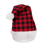 Adults Santa Hats Red Buffalo Plaid Christmas Hat Fluffy Plush Santa Claus Hats