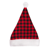 Adults Santa Hats Red Buffalo Plaid Christmas Hat Fluffy Plush Santa Claus Hats